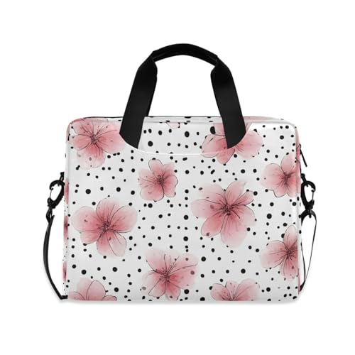 Bolsa para portátil ALAZA rosa con estampado de flores y lunares miniatura 1