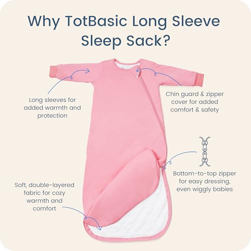 Image of Baby Sleep Sack Long Sleeve Wearable Blanket 1.0 TOG, Premium Soft Infants Warm Sleeping Bags with 2-way Zippers