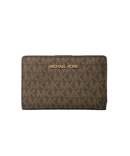 Michael Kors 35F8GTVF2B JET SET TRAVEL MD BIFLD ZP CN WLLET BROWN Bi-Fold Wallet Brown One Size