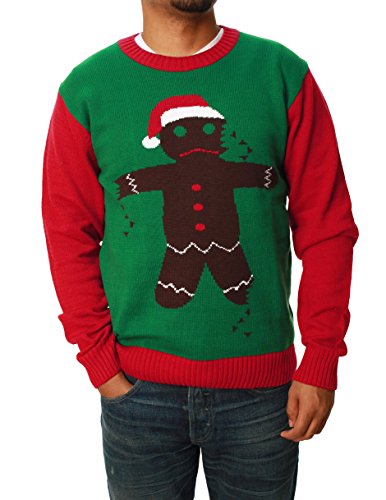 Broken Gingerbread Adult Ugly Christmas Sweater (Adult Large) Red