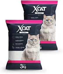 Kits XCat Blanc Areia Sanitária Extra Fina para Gatos, Branca, com Aglutinante Vegetal, 3kg (2 unidades)
