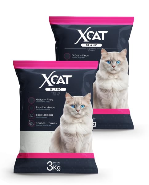 Kits XCat Blanc Areia Sanitária Extra Fina para Gatos, Branca, com Aglutinante Vegetal, 3kg (2 unidades)
