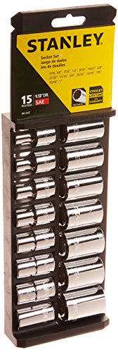 Stanley 94-547 15-Piece 1/2-Inch Drive Standard Socket Set, SAE