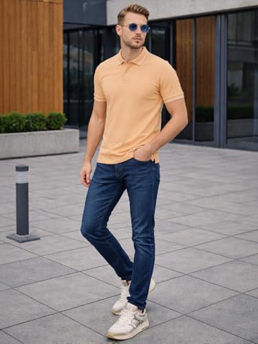 Image of Veirdo Men's Solid Polo T-Shirt Regular Fit, Cotton Fabric, Short Sleeve Casual Wear, Classic Collar,Soft Comfortable Material, (Sizes S to 2XL)