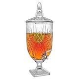 MOLIGOU Glass Beverage Dispenser, 1.3 Gallon Drink Container with Lid and Leak Free Spigot, Wide Mouth Beverage Server for Party, Bar