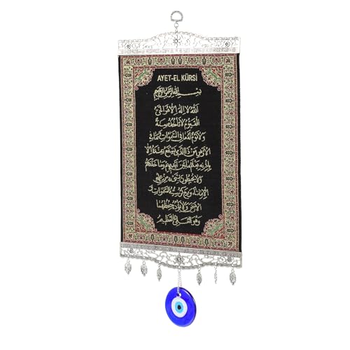 Tenture murale œil bleu turc 160cm et applique tissu pour décoration salon