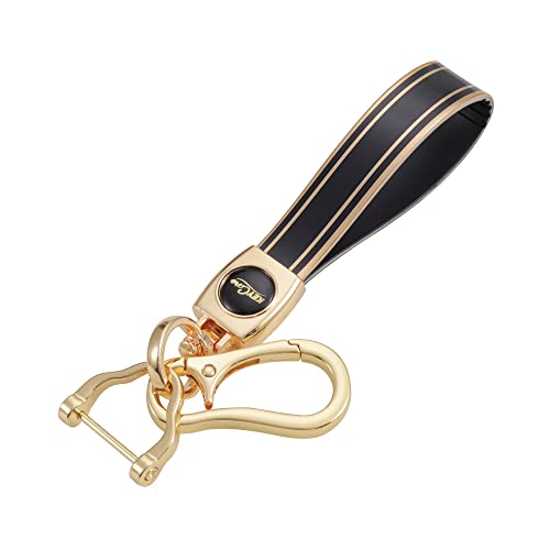 Image of Keycare TPU Key Cover & Keychain Compatible for: Hyundai Creta, Tucson, Alcazar, Exter, Venue, i20, Aura, Xcent flip Key (Gold Black + Gold Black Keychain)