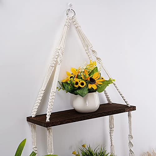 B/A Mensola sospesa Boho - Scaffali in macramè a 2...