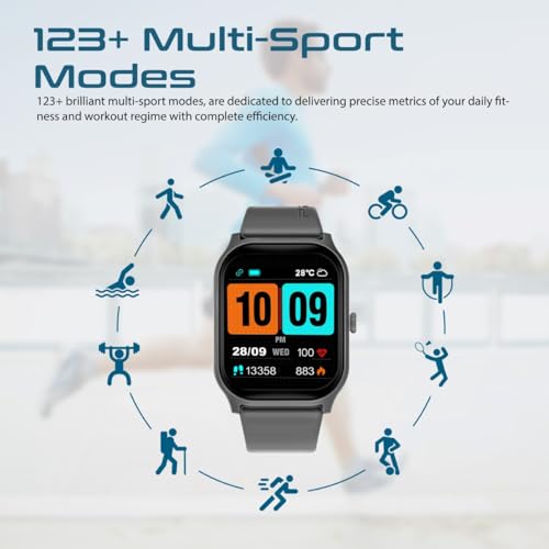 Image of Promate Xwatch-B2 Smartwatch with 2.01 inch Ultra Large Display,BT Calling,15 Days Battery Life,123+ Sports Mode,IP67 Water Proof,Smart Notification,Real-Time HR Monitor,200+ Watch Faces (Graphite)