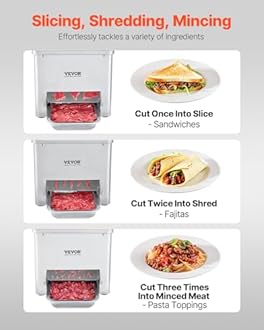 VEVOR Meat Cutter Machine, 550W Meat Slicer, 350 lb/h Commercial Meat Cutting Machine, Stainless Steel, 3.5 mm Thickness, Electric Food Cutting Slicer for Home Kitchen, Restaurant, Supermarket