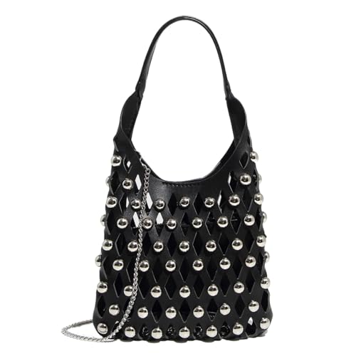 Women's Punk Y2K Studded Bag PU Leather Crossbody Mini Purse Handbag 2025 Daily Hollowed-out Handbag