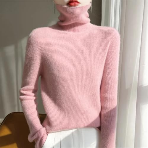 Cashmere Turtleneck Sweater for Women - Solid White Casual4