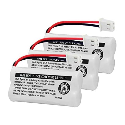 iMah BT162342/BT262342 2.4V 300mAh Ni-MH Cordless Phone Battery Pack, Also Compatible with BT183342/BT283342 AT&T BL102-3 EL52351 TL90070 VTech CS5119 DS6511 DS6722 LS6305 Handset, 3-Pack Cover