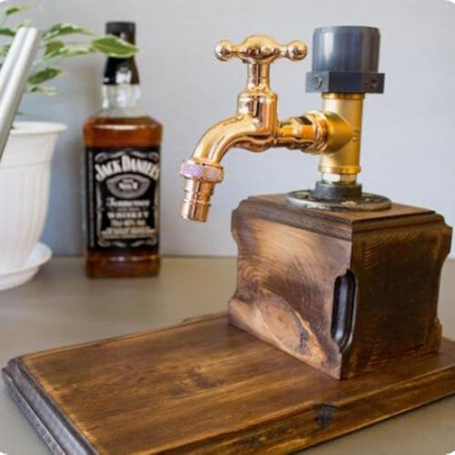 Dispensador de madera de whisky con alcohol y licor, dispensador de madera de whisky con forma de grifo para P, dispensador de bebidas para el hogar, pub o cocina, bar, juego de vasos (C) Dispensador de madera de whisky con alcohol y licor, dispensador de madera de whisky con forma de grifo para P, dispensador de bebidas para el hogar, pub o cocina, bar, juego de vasos (C)