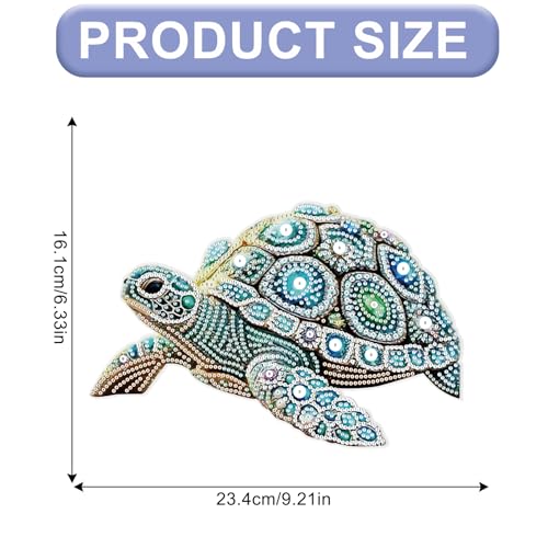 Image of DIY Oversized Diamond Painting Sea Turtle Hanging Ornament Kit - 5D Crystal Turtle Wall Art Craft with Chain - Ocean Animal Diamond Art Suncatcher Decoration for Home Window Door Balcony Gift Idea