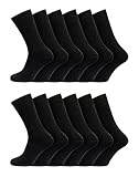 Bonjour 12 pairs Men's 100% Cotton Diabetic Non Elastic Therapeutic socks for Diabetics (6-11 Black) - Image 1