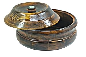 ark wood art international Chapati Box Made of Rosewood Handmade Steel Less Wooden Casserole for CHAPATI Dabba - Bread with Engraved Design (9