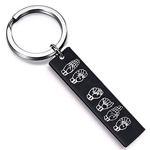 Stainless steel personalized asl keychain custom sign language de…