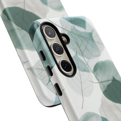 Coque Samsung S24 Plus rigide mate motif feuilles bleues - 2