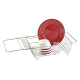 mDesign Kitchen Over-the-Sink Dish Drainer Rack for Drying Glasses, Silverware, Bowls, Plates - Satin