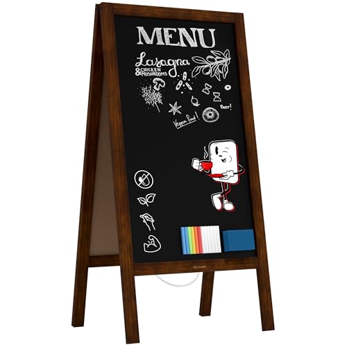 ALLboards Chevalet Stop Trottoir avec Cadre en Bois Laqué 100x50cm, Chevalet Ardoise