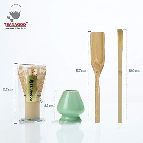 TEANAGOO EMA-01 Janpanese Matcha Ceremony Accessory, Matcha Whisk (Chasen), Traditional Scoop (Chashaku), Tea Spoon, Whisk Holder, The Perfect Set to Prepare a Traditional Cup of Matcha.
