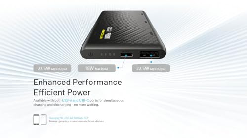 Image of Nitecore NB Plus 10,000mAh Power Bank, Ultra Lightweight and Slim USB-C and USB-A Ports for Phones, iPads and More Travel Ready Fast Charging 5V /3A QC PD