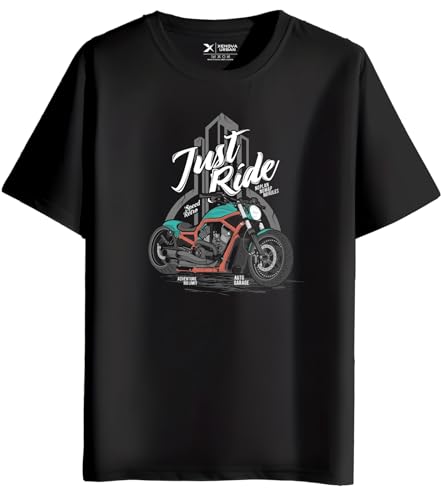 Image of XENOVAURBAN Men's Regular Fit Printed Round Neck Cotton T-Shirt | Graphic Printed Casual Wear Unisex Fit XS to 3XL Tshirt RN-BIKE2