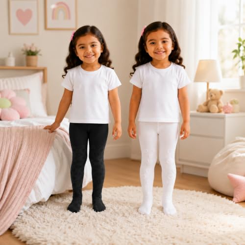 Image of THE LITTLE LOOKERS Baby Tights Thick Toddler Baby Girl Seamless Knit Leggings Thick Solid Cotton Stockings Footed Pants Pantyhose for Years Baby