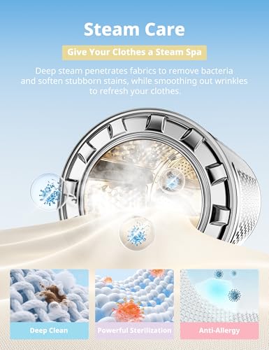 COMFEE' Freestanding Washing Machine,10KG Load,A-10% Class, 1400RPM, Steam Care,BLDC Motor,Woolmark,Touch Panel,White-CFP03EW100W-UK - Image 5