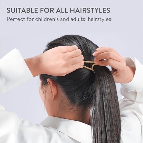 H&S Hair Ties for Women - 100pcs x 4mm - Non-Metal Blond Bands for All Hair Types - Elastic & Seamless Ponytail Holders also for Men