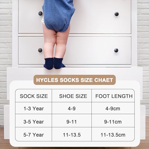 Image of HYCLES Toddler Girl Socks, 12 Pairs Non Slip Ankle Toddler Socks for 1-7 Years Baby Girls Kids