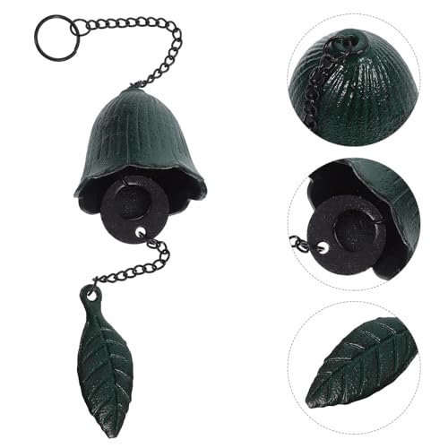 Carillon éolien rétro en métal avec pendentif feuille verte unique