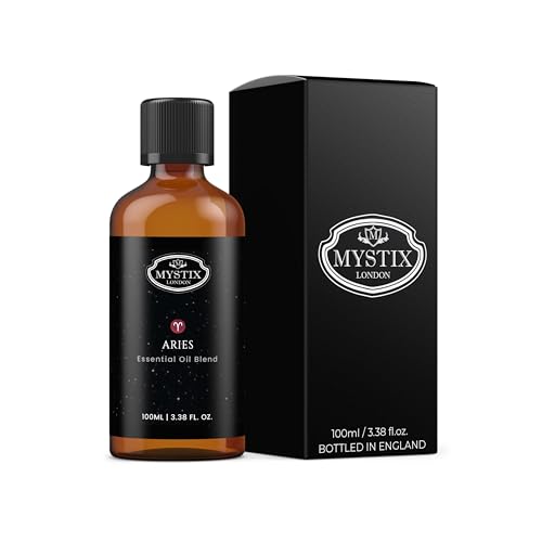 Mystix London | Aries Zodiac Sign Essential Oil Blend 100ml | 100% Pure & Natural | Aromatherapy for Fire Signs | Frankincense, Lavender, Lemon, Marjoram, Peppermint | Vegan, GMO Free