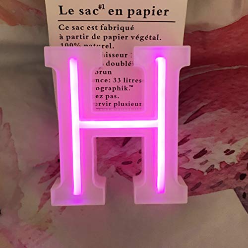 QiaoFei Letras de luces de marquesina, letras de neón, decoración de pared rosa/decoración de mesa para el hogar Bar Navidad, fiesta de cumpleaños, día de San Valentín palabras – letras rosas (H)