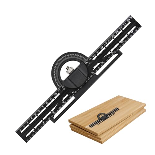 Righello di misurazione regolabile, righello angolare combinato, 0-360 Multi funzione mobile Vernier Bevel goniometro, strumenti da carpenteria in acciaio inox per ingegneri, pittura disegno