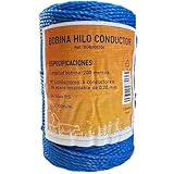 Llampec Hilo Pastor Eléctrico Azul 200 m x 3 mm – Cinta 6 Conductores Acero Inoxidable – Alta Conductividad y Resistencia UV – Cable Valla Eléctrica para Caballos, Vacas y Perros – Bobina Pastor