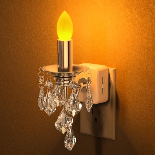 Image of Briignite Chandelier Night Lights Plug into Wall,Dusk to Dawn Sensor,Amber