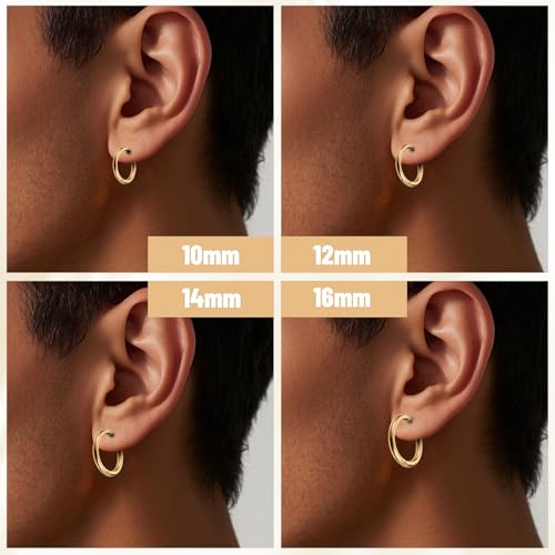 8 Pieces Clip on Earrings Gold Non-Piercing Fake Hoops for Men Women Cool Stainless Steel Clip on Earring Unisex Hoop Ear Clips Gifts Set Four Pairs of Different Sizes3