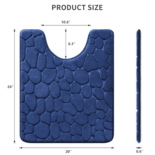 YIHOUSE Memory Foam Bath Mat Cobblestone Bathroom Rugs Super Water Absorbent Bath Mats for Bathroom Machine Washable Bath Rugs(20 x 24,Dark Blue) - image 2