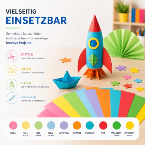 100x Buntes Papier A4 120 g/m² - Bastelpapier bunt - Buntpapier - Druckerpapier zum Basteln & Gestalten - Tonpapier & Tonkarton