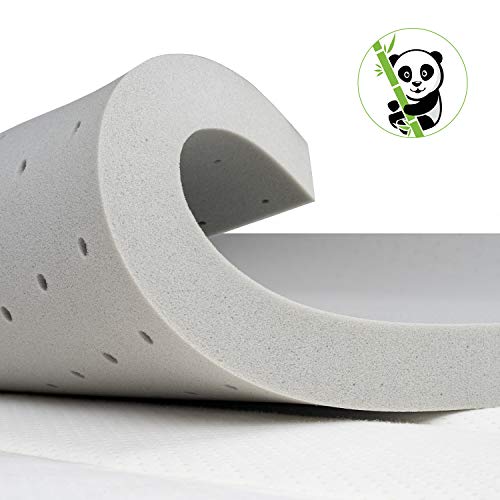 BedStory 3 Inch Gel Memory Foam Mattress Topper, Bamboo Charcoal Infused Queen Size