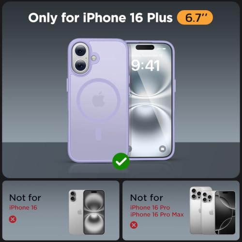 Image of Miracase for iPhone 16 Plus Matte Series Case, Magnetic, Light Purple