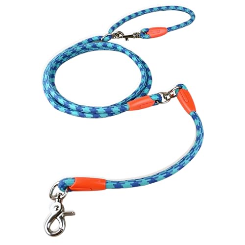 Beanspet 犬用リード 3WAYショルダーリード ハンズフリー ナイロン製 握りやすい おしゃれ かわいい 回転金具付き 小型犬 中型犬 大型犬 散歩用 強化構造 丈夫 (アクアブルー, 長さ2.5M,直径8mm,中・大型犬向け)
