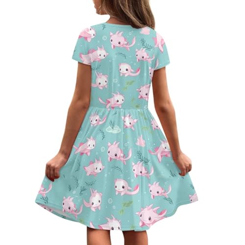 Image of Short Sleeve Dress for Girls with Pockets Cute Toddler Girl Clothes Summer 2-12