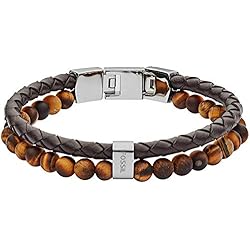Pulseras Trendhim Fossil Pulsera Para Hombre Vintage Casual, Longitud Interior: 180mm - 195mm Marrón Pulsera De Cuero, JF03118040