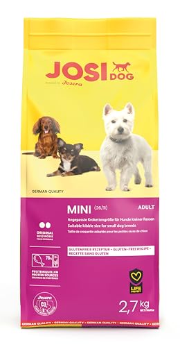 JosiDog Mini (3 x 2,7 kg) | Adult Mini | Premium Trockenfutter für ausgewachsene, kleine Hunde | mit hochwertigem Geflügelprotein | Extrakleine Kroketten | Powered by JOSERA | Hundefutter | 3er Pack
