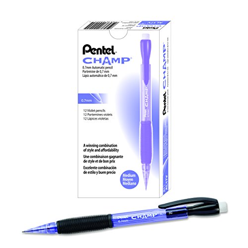 Pentel CHAMP Mechanical Pencil, (0.7mm), Violet Barrel, Box of 12 (AL17V)
