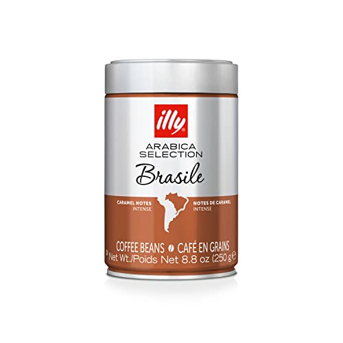 Illy Coffee, Arabica Selection Whole Bean Brazil, Single Origin, Intense With Notes Of Caramel, 100% Arabica Coffee, All-Natural, No Preservatives, 8.8 Ounce Can (Pack Of 1) #TOP1