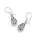 925 Oxidized Sterling Silver Flora Design Open Filigree Teardrop Dangle Hook Earrings